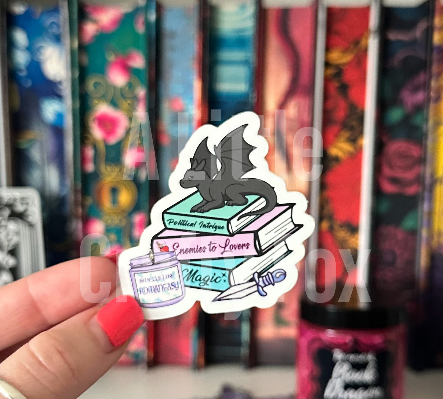 Romantasy Lovers Book Stack Matte Sticker