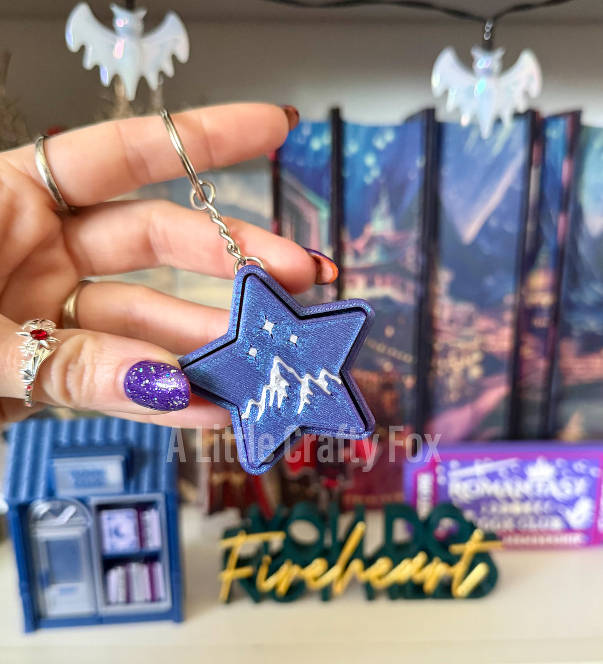 Starlit Peaks Fantasy Fidget Clicker Keychain