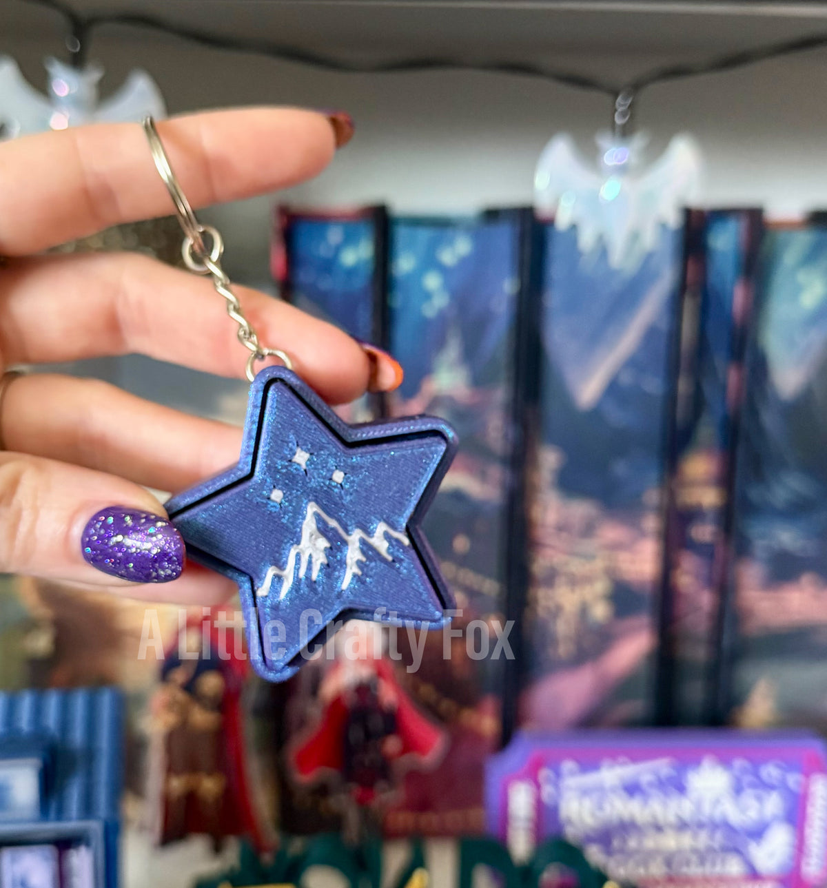 Starlit Peaks Fantasy Fidget Clicker Keychain