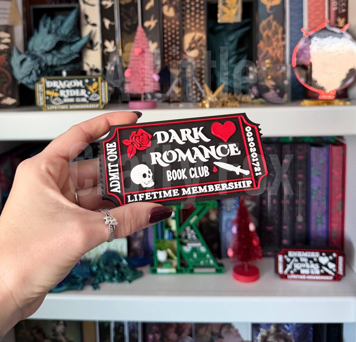 Dark Romance Book Club Admission Ticket Shelf Decor