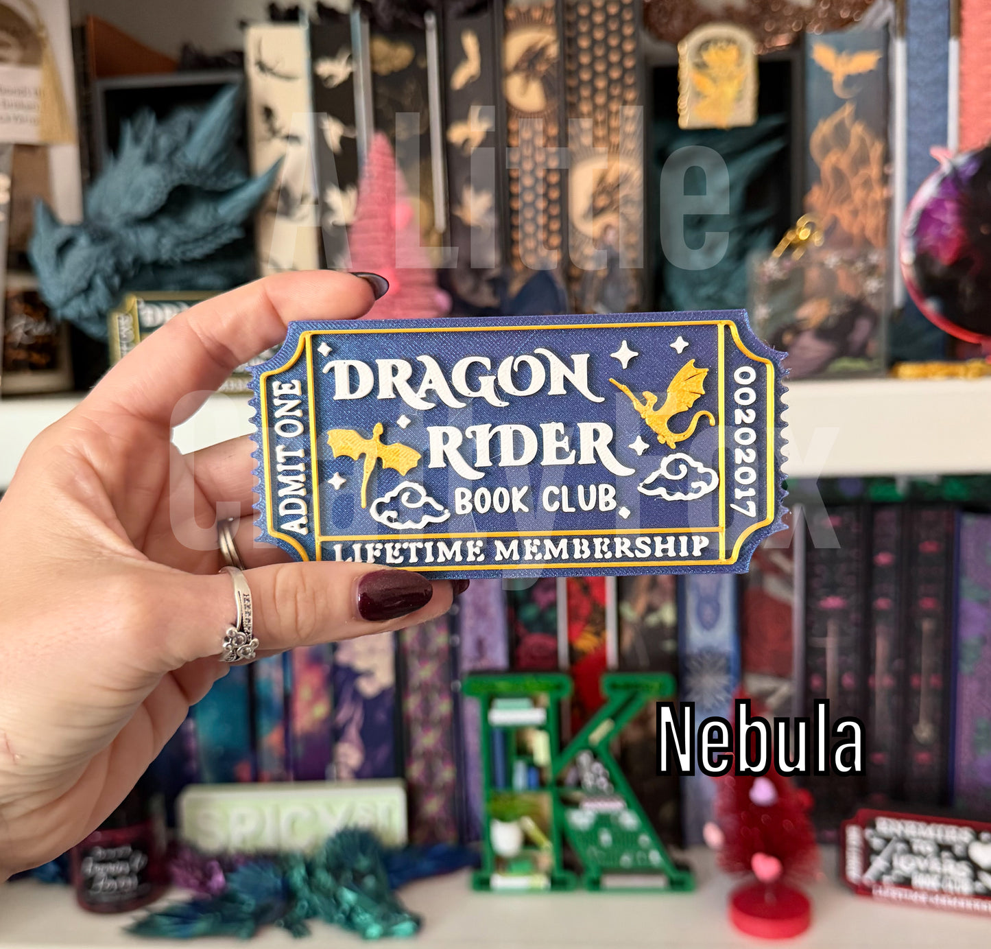 Dragon Rider Book Club Admission Ticket Shelf Decor