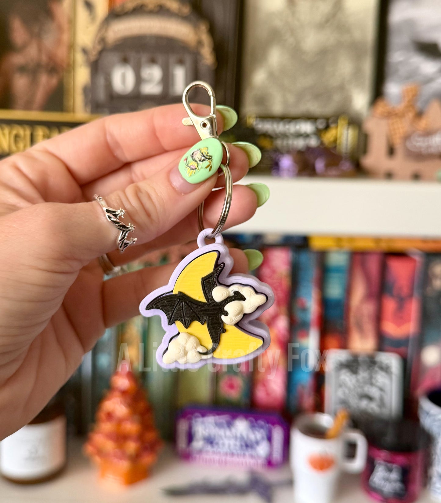 Midnight Flying Dragon Fidget Clicker and Keychain