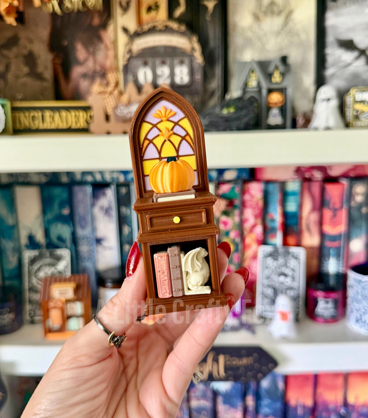 Cozy Academia Study Stained Glass Book Nook 3D Printed Fidget Clicker