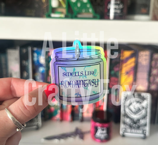 Smells Like Romantasy Candle Holographic Sticker