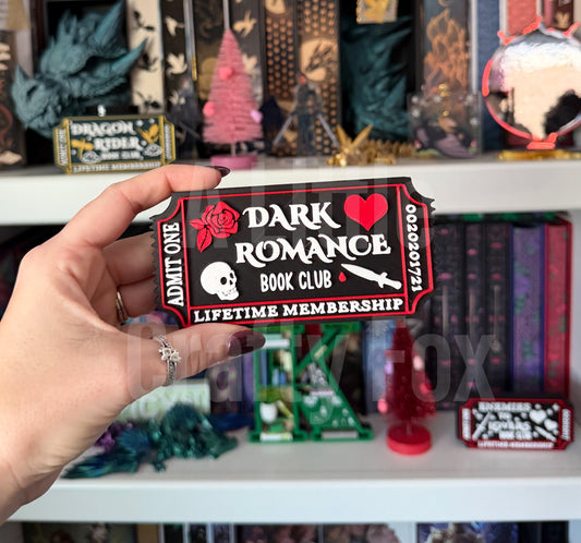 Dark Romance Book Club Admission Ticket Shelf Decor