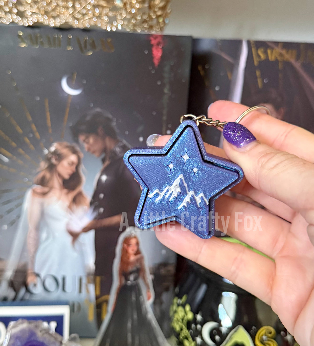 Starlit Peaks Fantasy Fidget Clicker Keychain