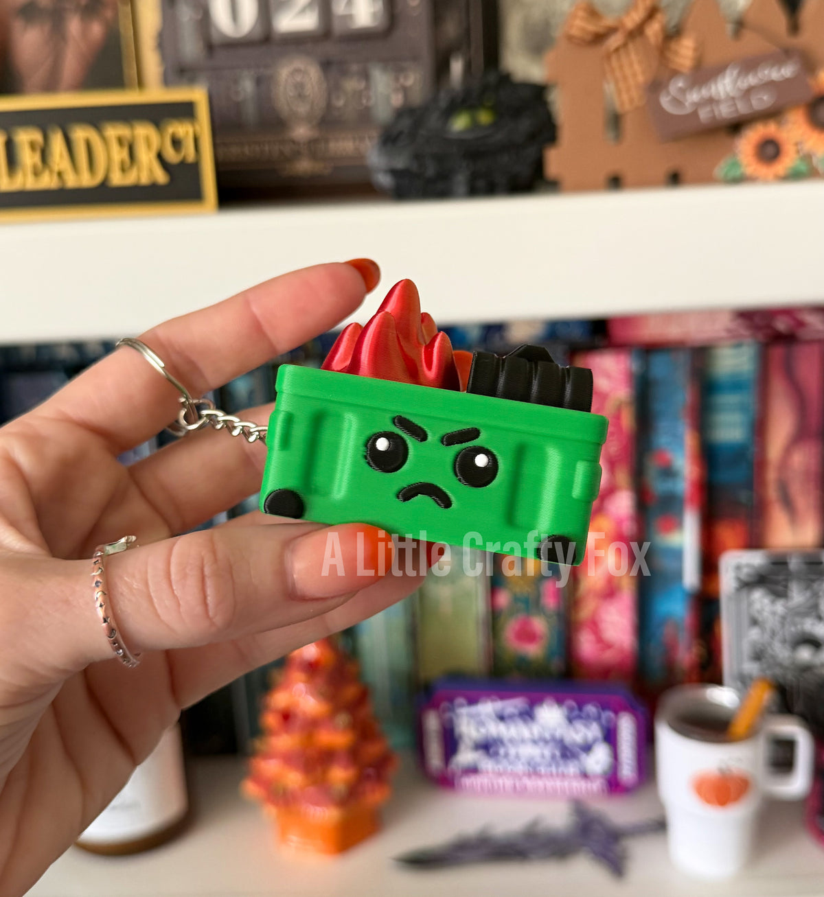 Everything is Fine Dumpster Fire Fidget Clicker Keychain