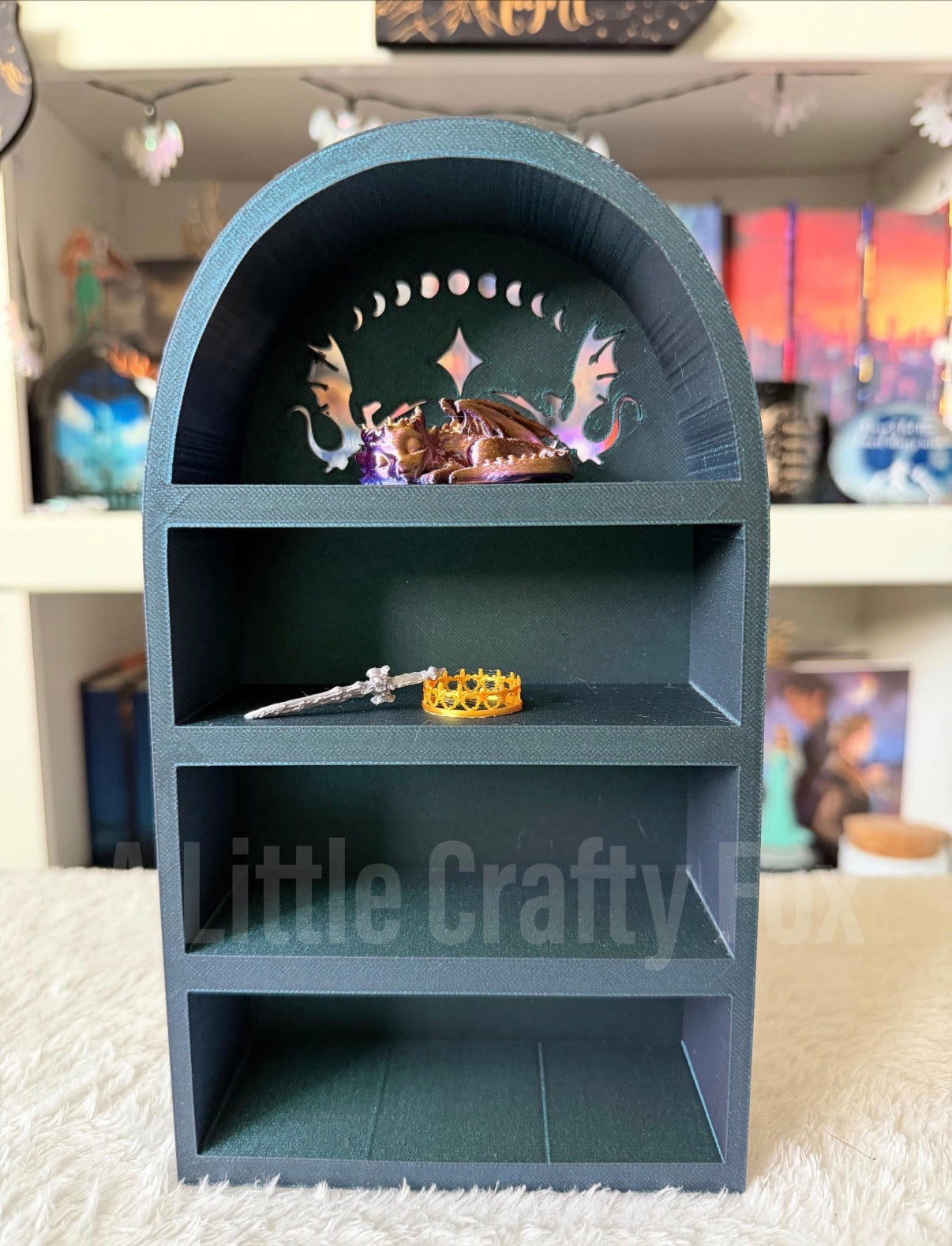 Arched Mini Bookshelf with Cutout Designs