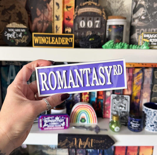 Romantasy Rd 3D Printed Bookish Street Sign