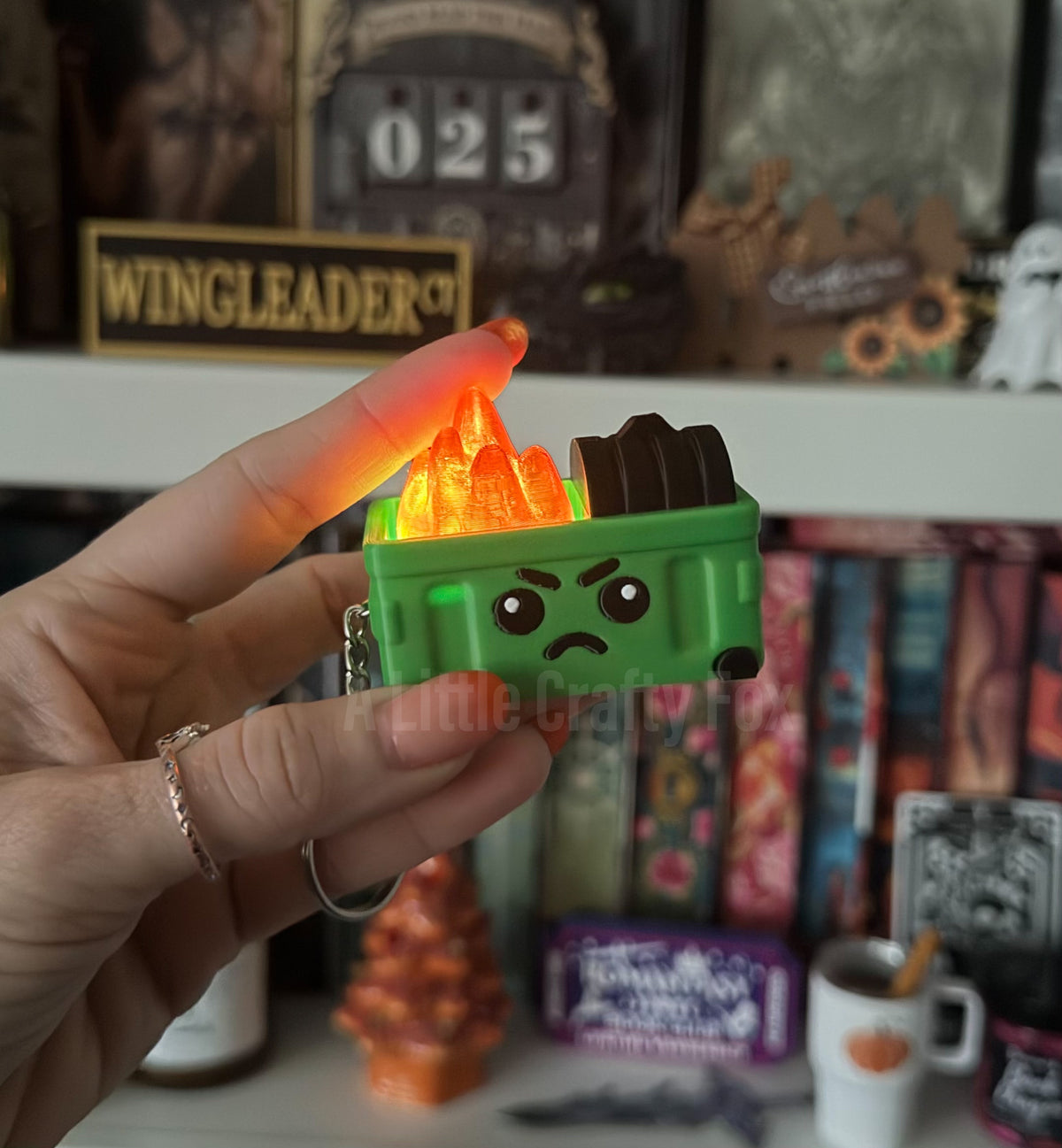 Everything is Fine Dumpster Fire Fidget Clicker Keychain
