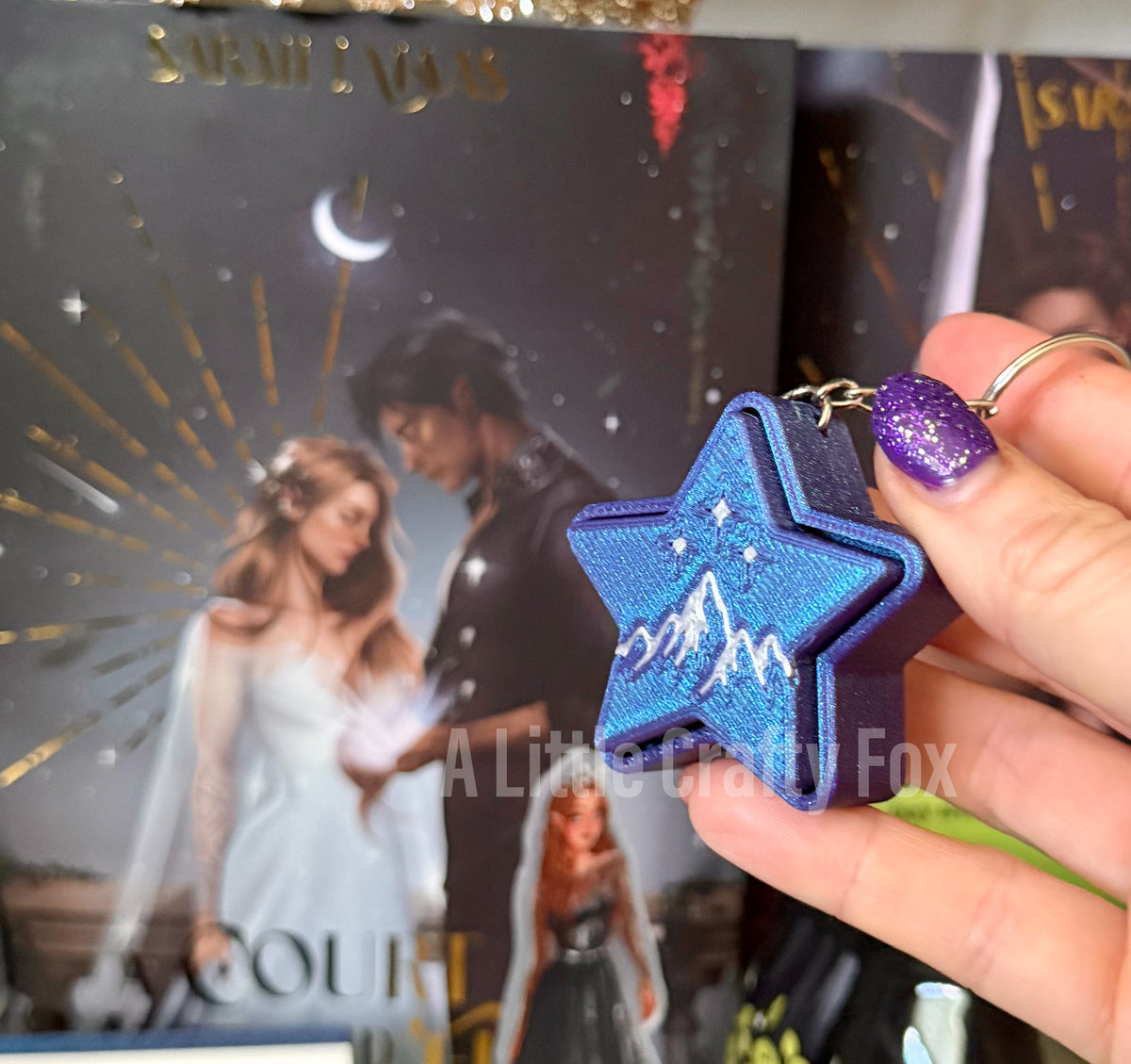 Starlit Peaks Fantasy Fidget Clicker Keychain