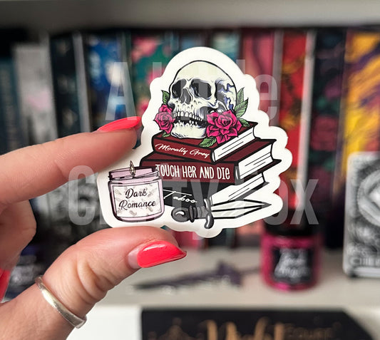 Dark Romance Lovers Book Stack Matte Sticker