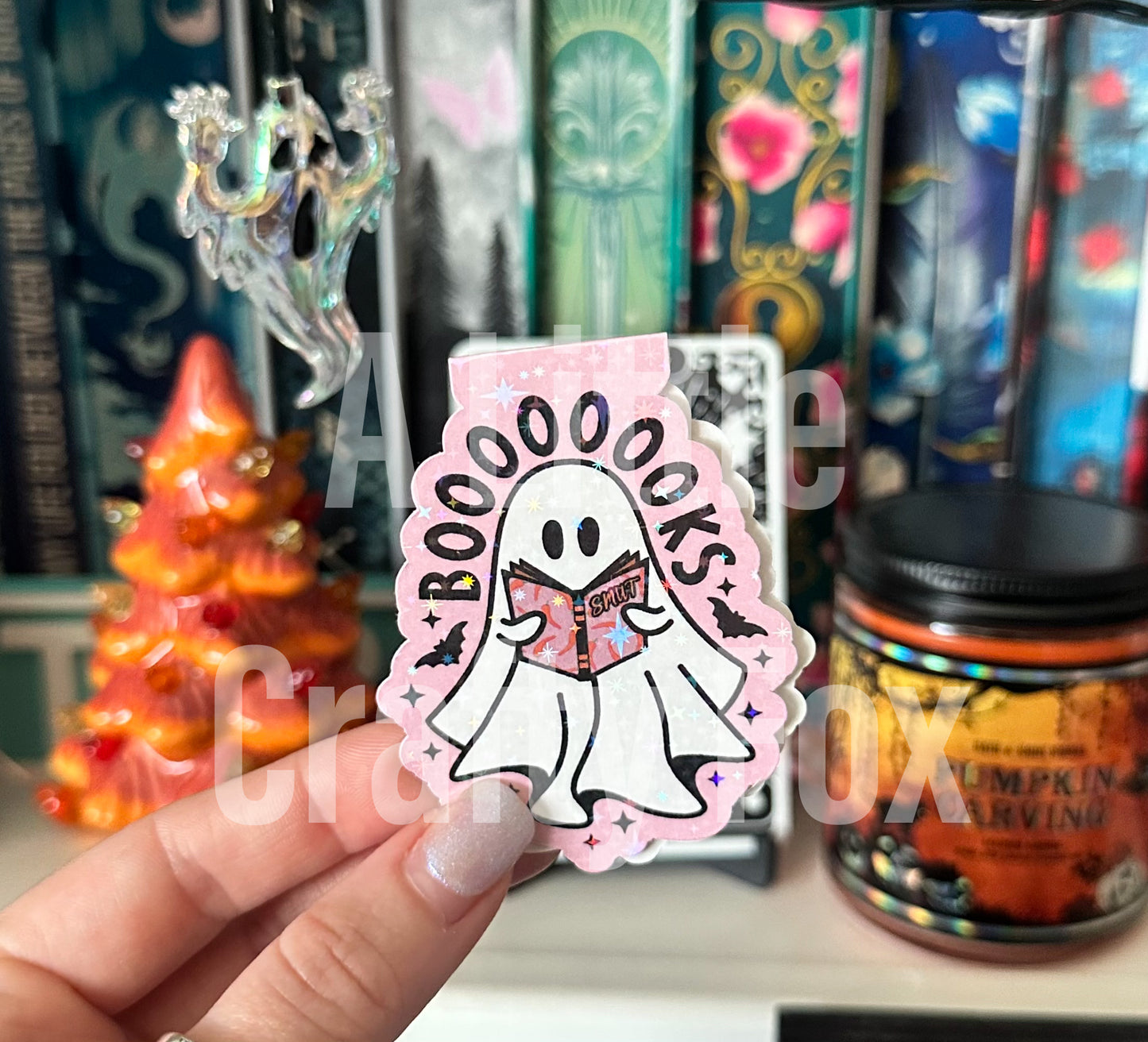 Spooky Reading Ghost Holographic Magnetic Bookmark