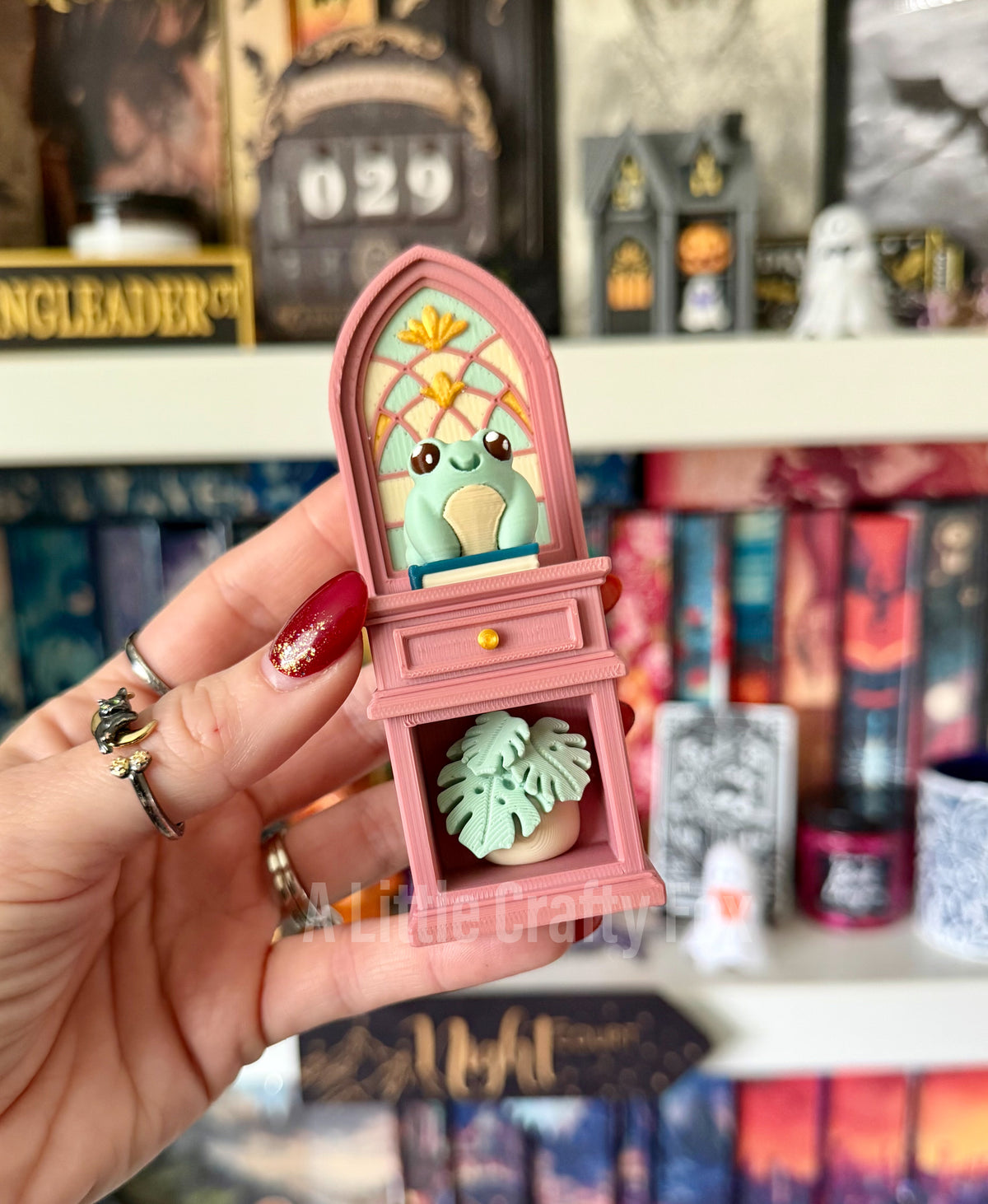 Ethereal Romance Study Stained Glass Book Nook 3D Printed Fidget Clicker
