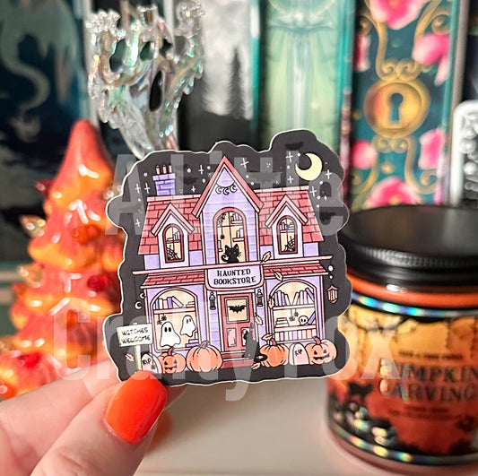 Haunted Bookstore Spooky Bookish Matte Sticker