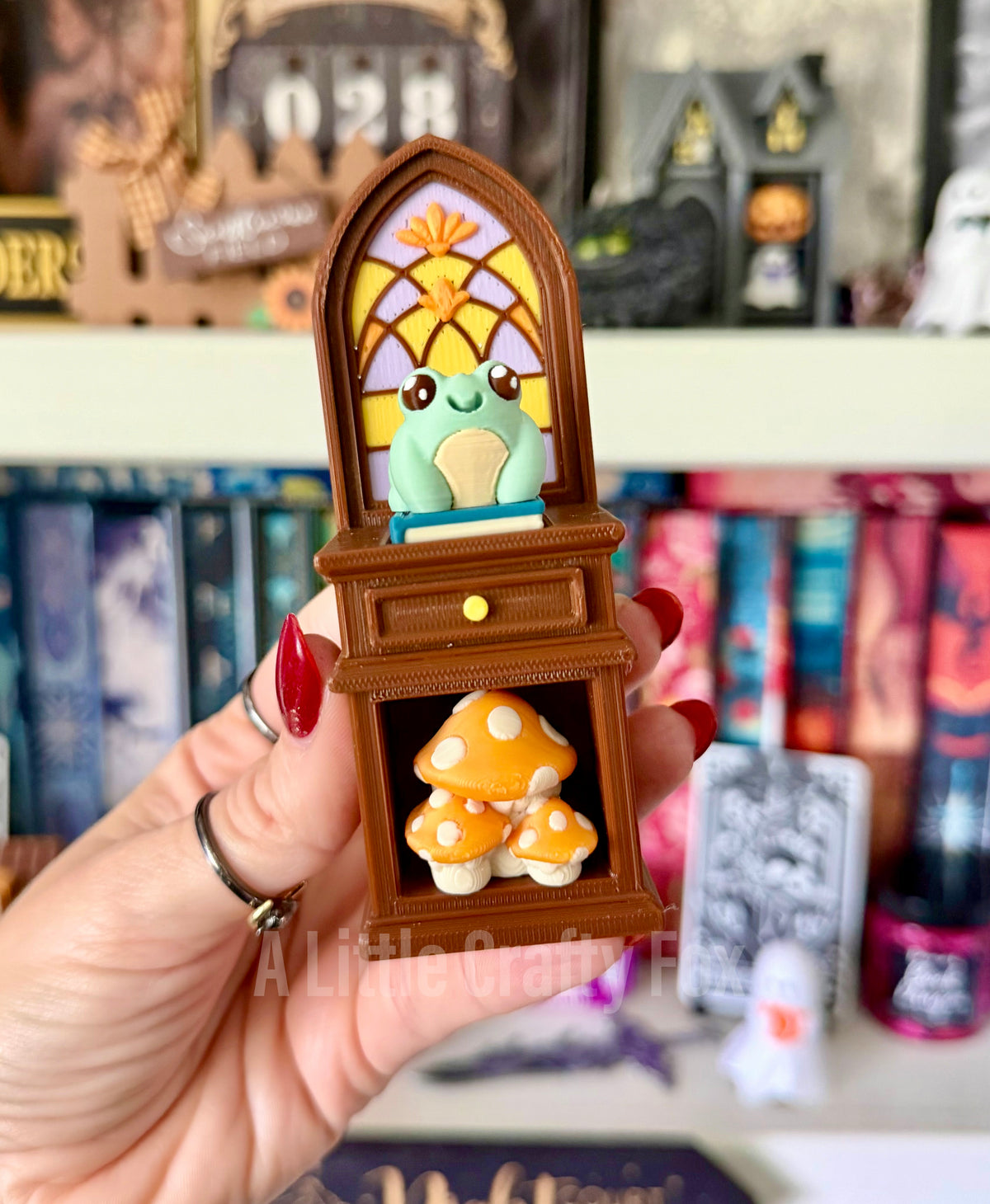 Cozy Academia Study Stained Glass Book Nook 3D Printed Fidget Clicker