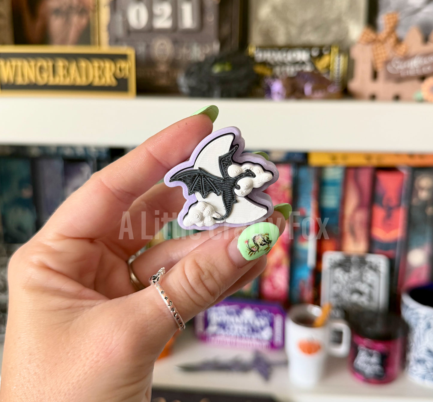 Midnight Flying Dragon Fidget Clicker and Keychain