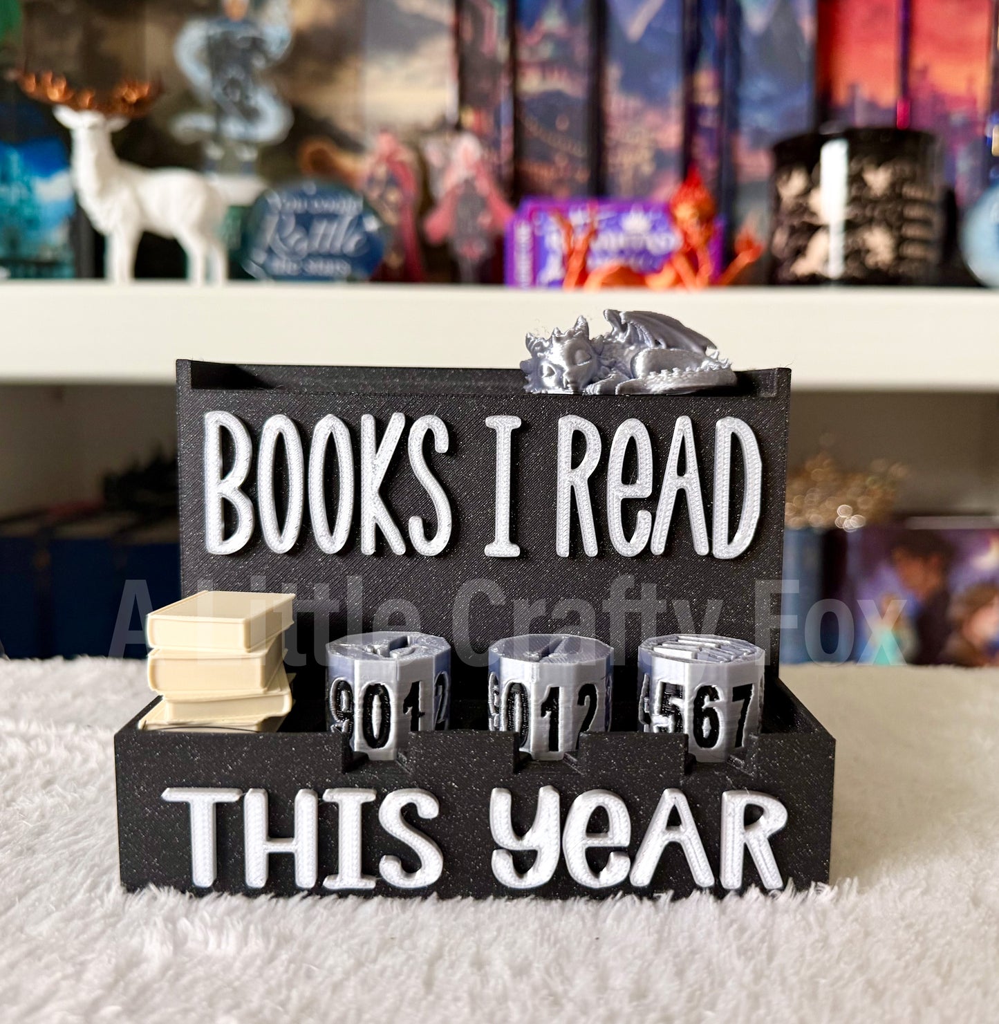 Book Counter with Display Ledge | Reading Tracker with 10-Sided Dice