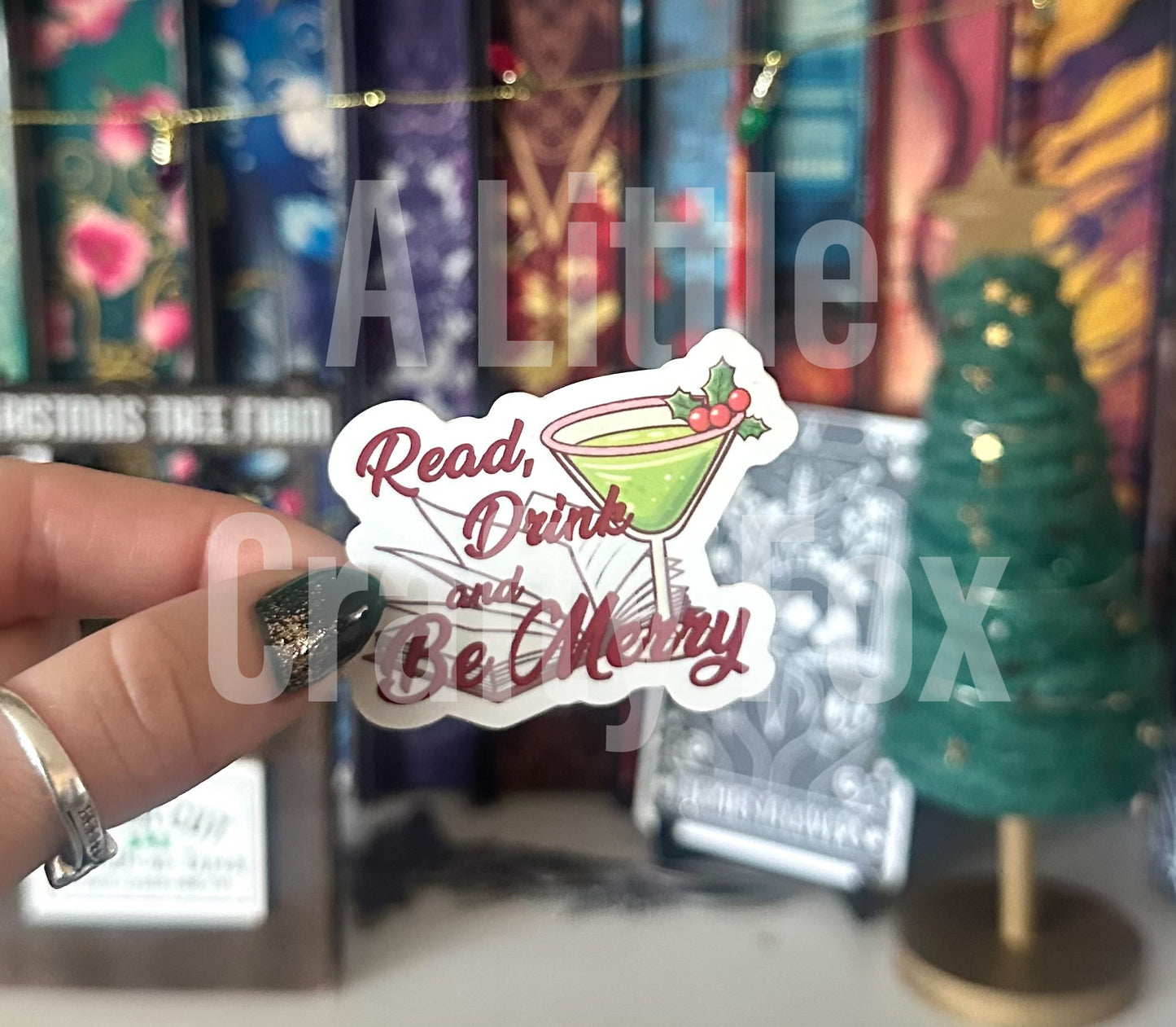 Read Drink and Be Merry Bookish Holiday Sticker