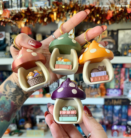 Enchanted Toadstool Book Nook 3D Printed Fidget Clicker Keychain