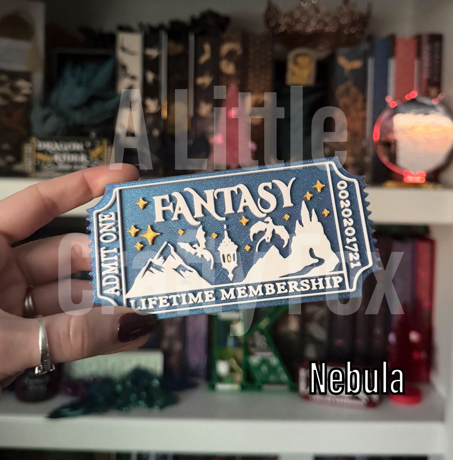 Fantasy Book Club Admission Ticket Shelf Decor