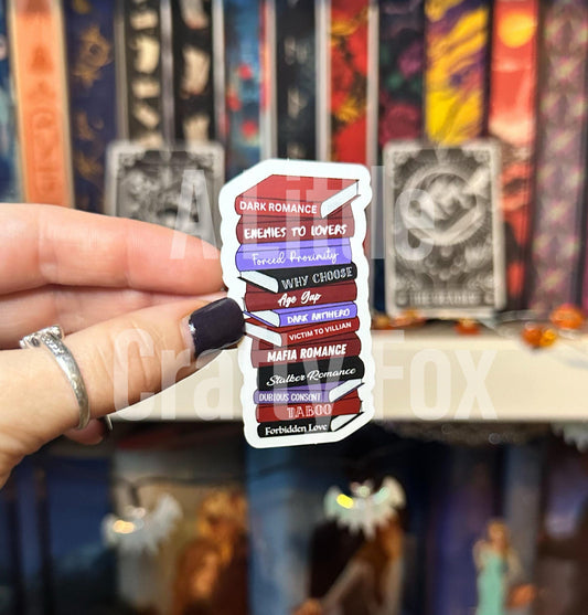 Dark Romance Book Trope Stack Sticker