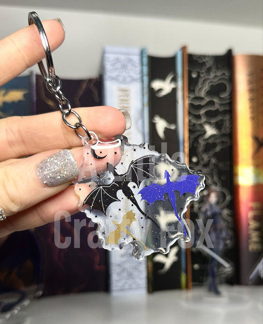 Dragon Trio Tairn, Sgaeyl and Andarna Fourth Wing Inspired Officially Licensed Glitter Acrylic Keychain