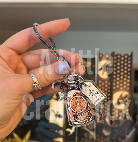 Violet's Violence Apothecary Fourth Wing Inspired Officially Licensed Glitter Acrylic Keychain
