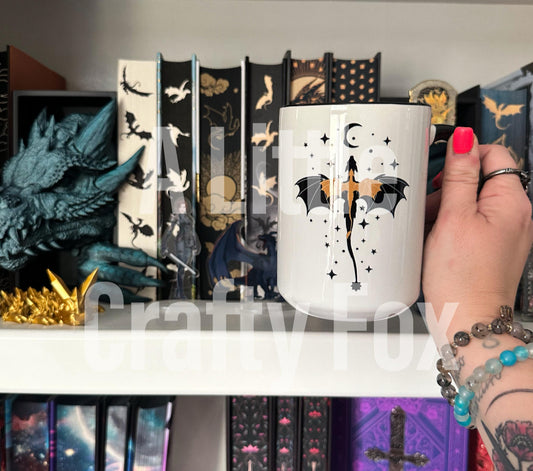 Black and Gold Dragon Fourth Wing Inspired Accent Coffee Mug - OFFICIALLY LICENSED