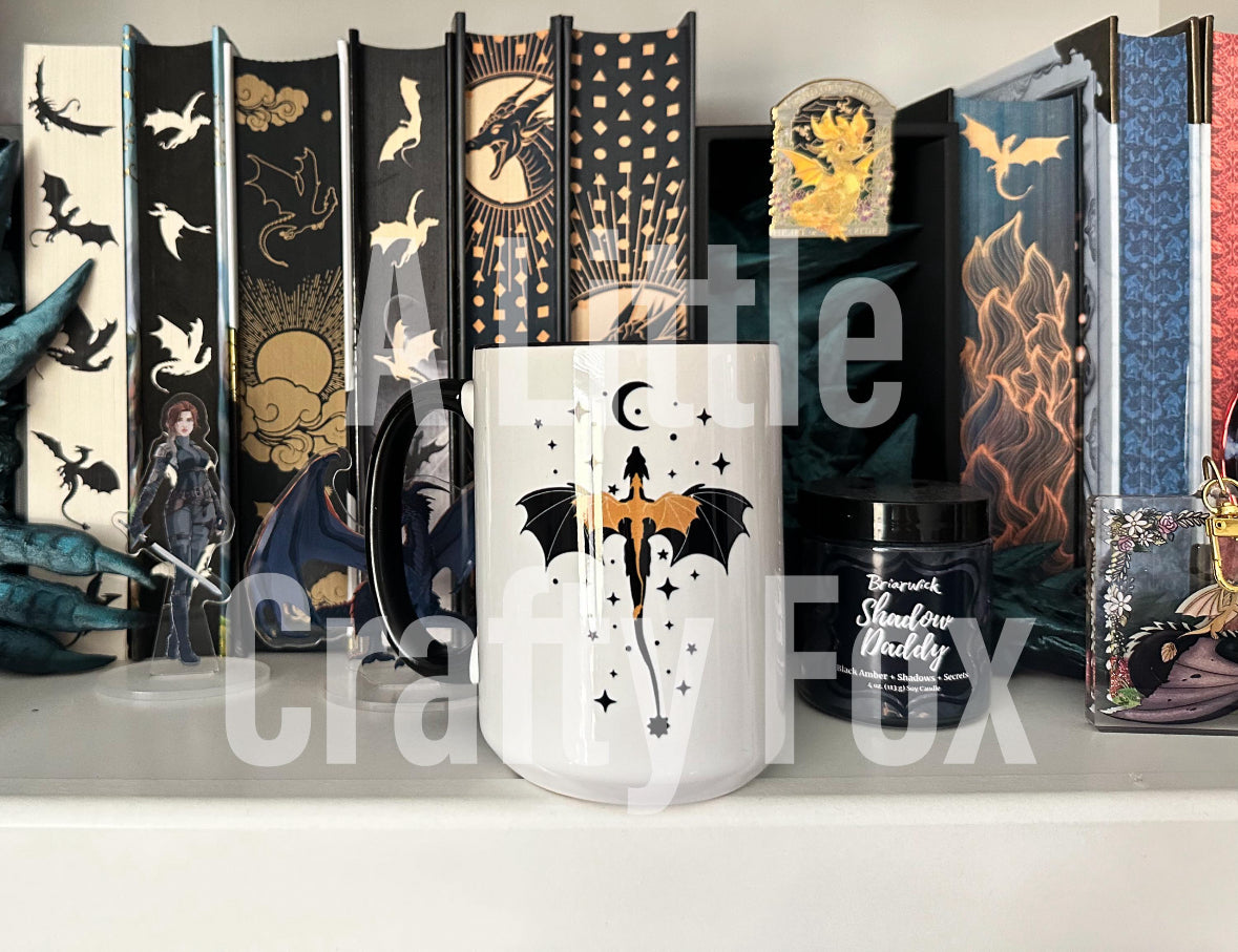 Black and Gold Dragon Fourth Wing Inspired Accent Coffee Mug - OFFICIALLY LICENSED