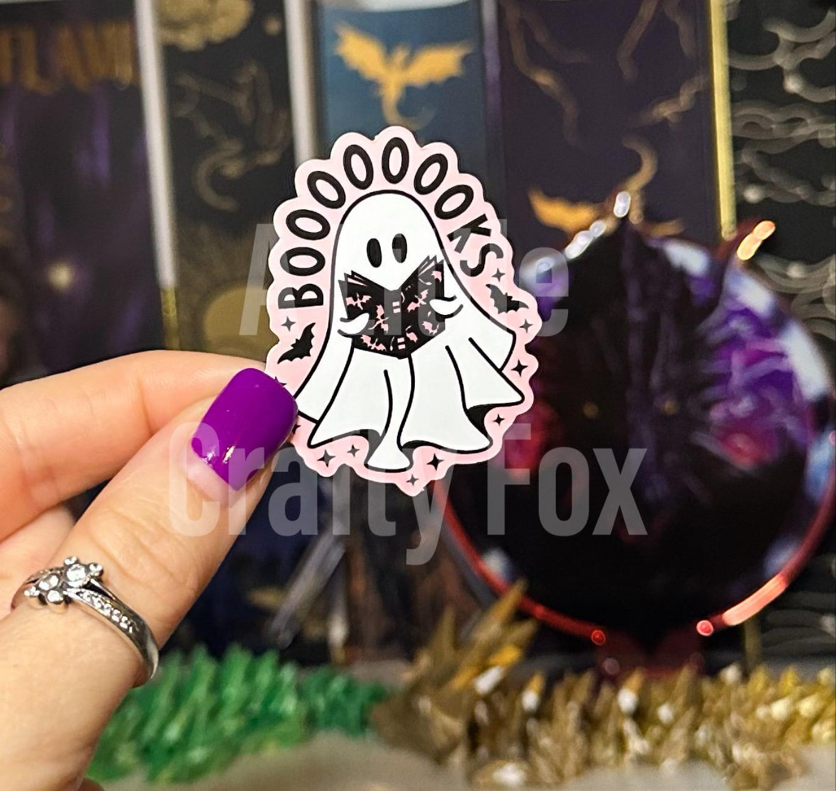 Spooky Reading Ghost Bookish Matte Sticker