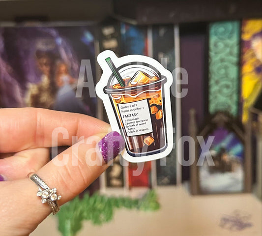 Fantasy Iced Coffee Order Bookish Matte Sticker