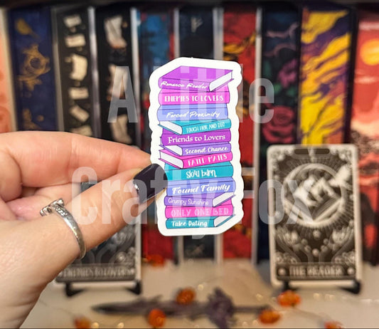 Romance Book Trope Stack Bookish Sticker